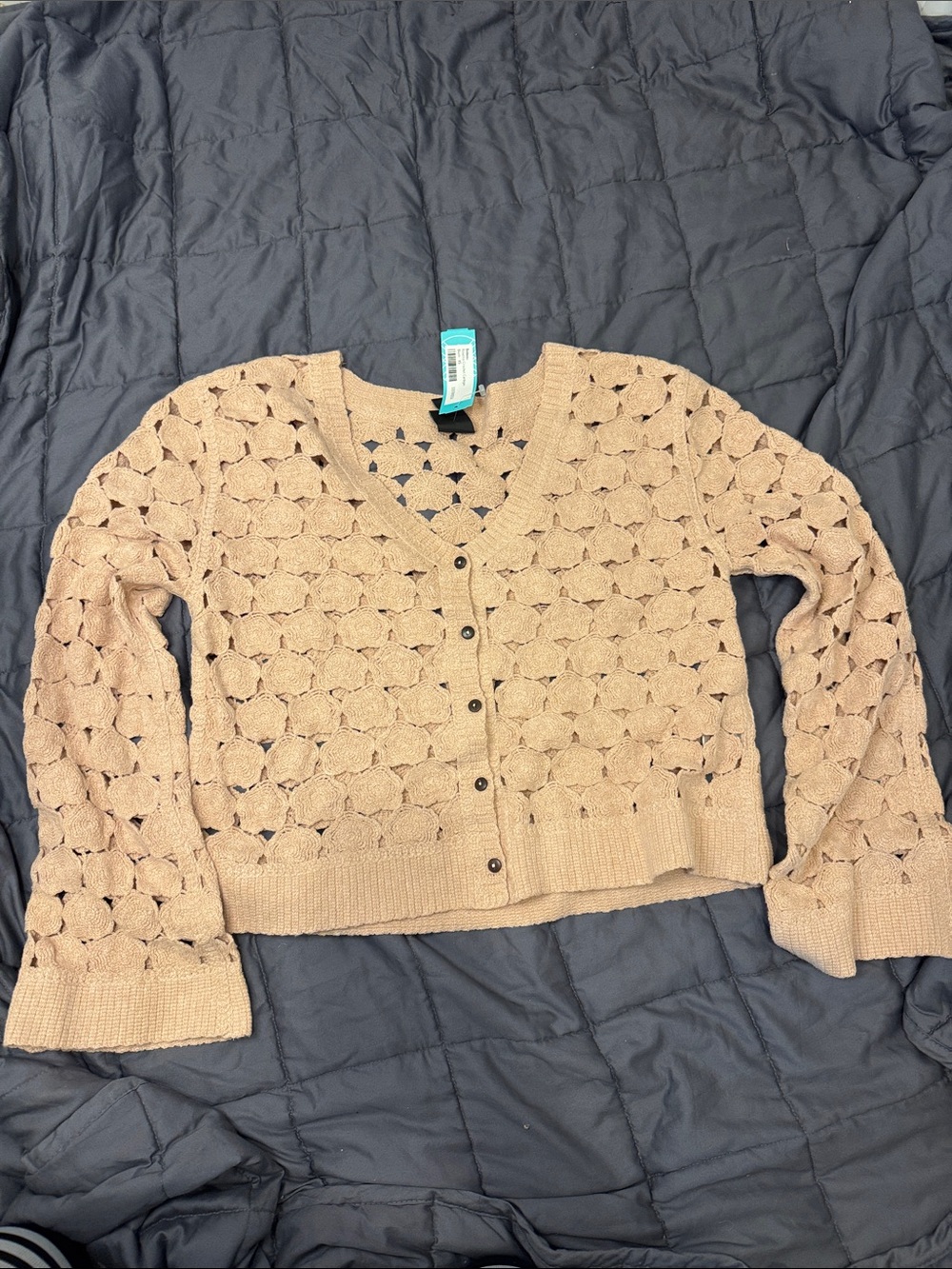 NWT Bobeau Rosette Crochet Cardigan